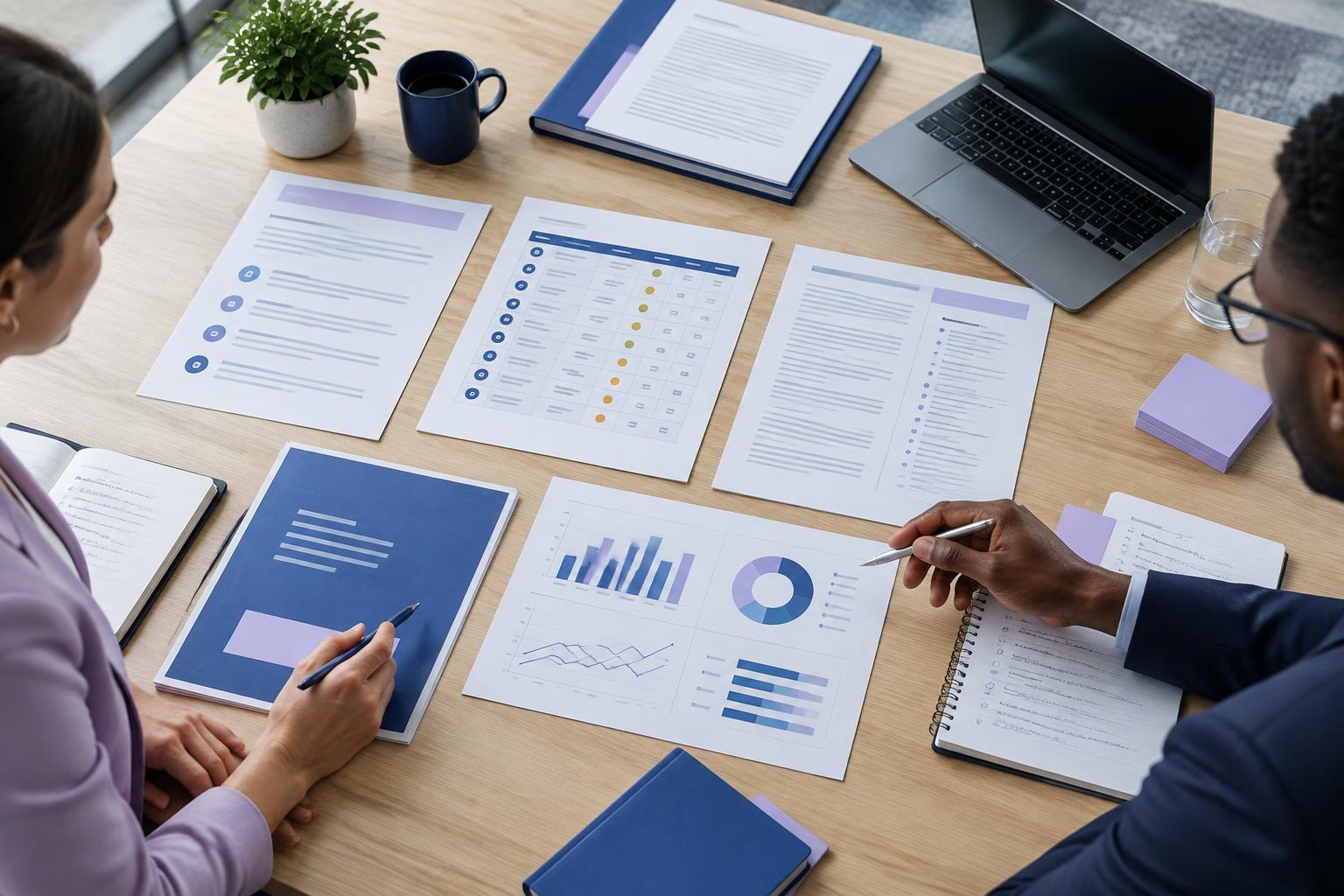 A complete set of procurement working documents arranged for review